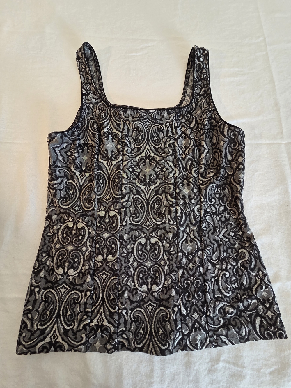 White House Black Market Black and Gray Patterned Tank